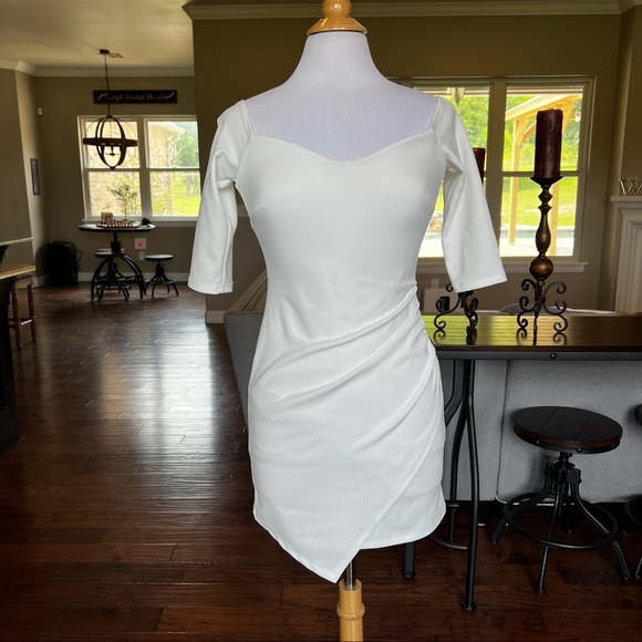 Midnight Doll Women’s Dress White Midi Bodycon fitted tight size 5 - Picture 6 of 15